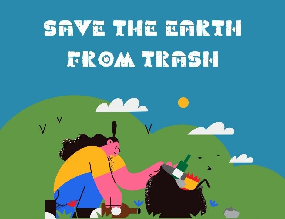 save the world from trash illustration - trash compactors